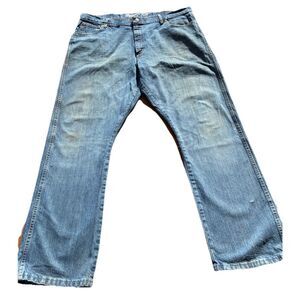 Wrangler Jeans Mens 42x32 Relaxed Boot Cut Medium Wash Faded Blue Denim Western